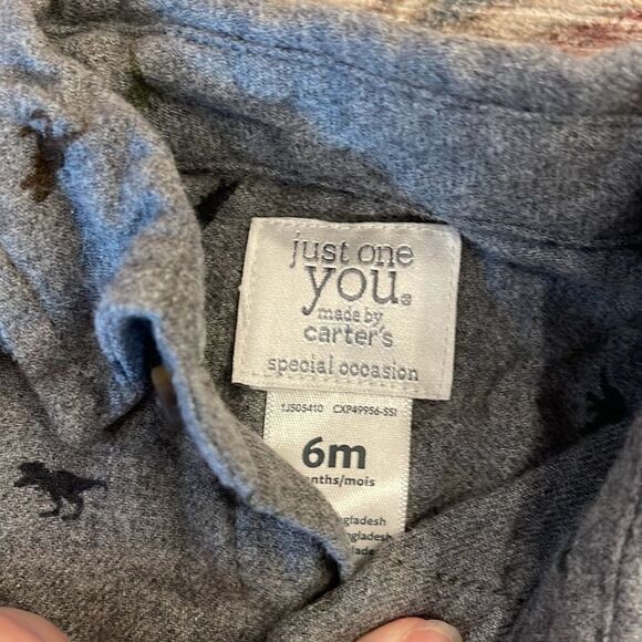 Carters Dinosaur Collard Button Down Onesie 6 months - Picture 2 of 3